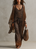 Set di tre pezzi in raso leopardato a gradiente bohemien