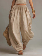 Mia | Coordinato Bohémien in Cotone e Lino: Top Halter e Pantaloni Harem
