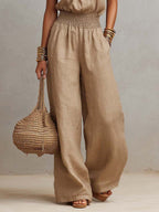 Sole | Tuta in Cotone e Lino con Scollo Halter e Gambe Larghe