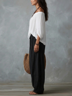 Valentina | Top Bianco Off-the-shoulder e Pantaloni a Lanterna