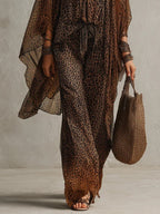 Set di tre pezzi in raso leopardato a gradiente bohemien