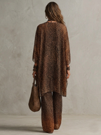 Set di tre pezzi in raso leopardato a gradiente bohemien