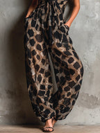 Roberta | Tuta in Chiffon Nera Animalier
