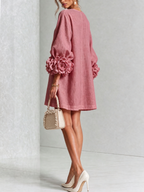 Abito Mini Button-down in Stile Vintage con Maniche Floreali Stravaganti