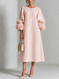 Abito Midi Button-down Floreale Rosa Con Maniche Floreali Stravaganti
